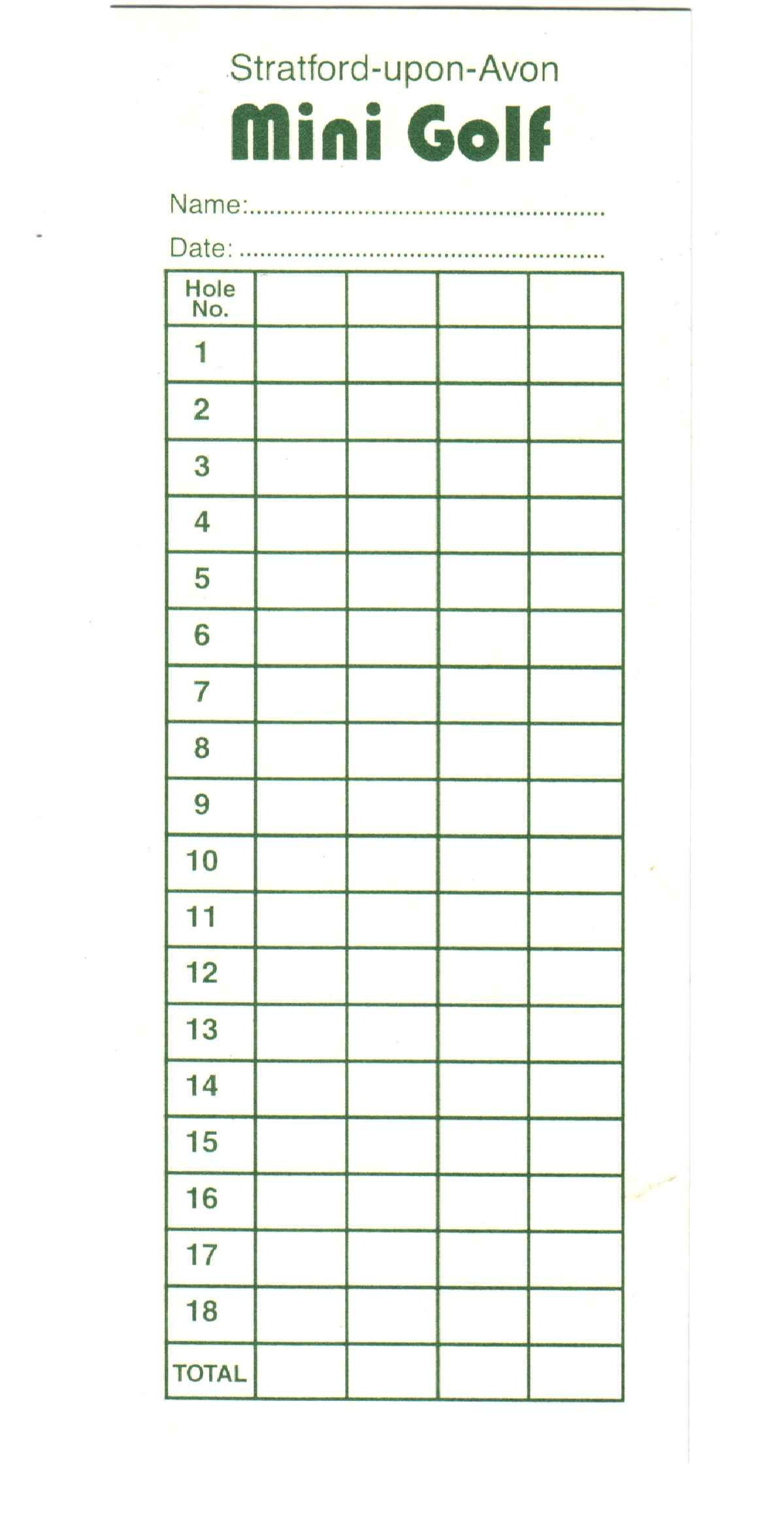 Mini Golf Scorecard Template – Colona.rsd7 For Golf Score Cards Template