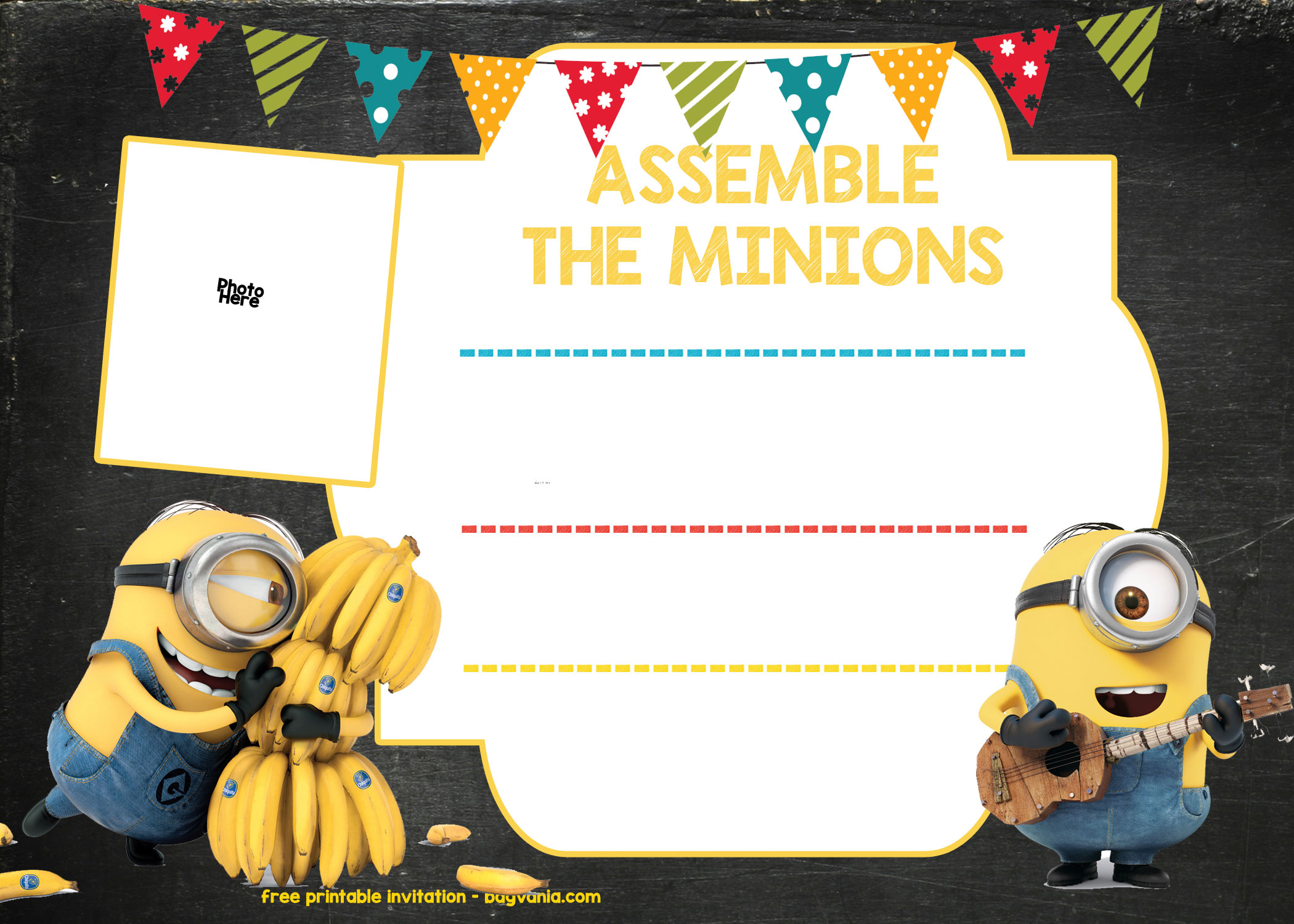 Minion Birthday Invitation Template – Free Download – Bagvania Regarding Minion Card Template