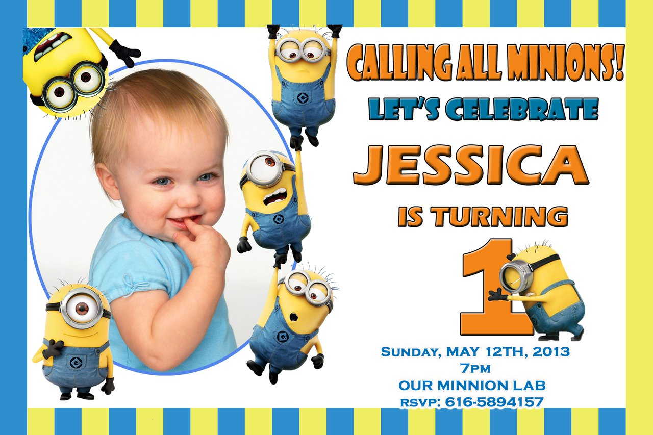Minion Birthday Invitations : Minion Birthday Invitations Throughout Minion Card Template