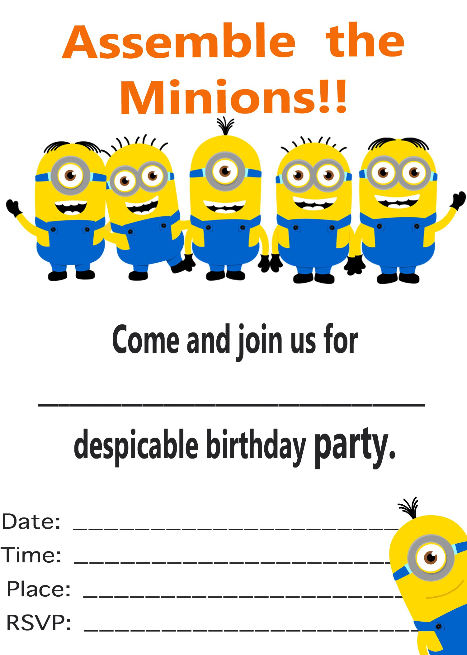 Minion Birthday Invitations : Minion Birthday Invitations With Regard To Minion Card Template
