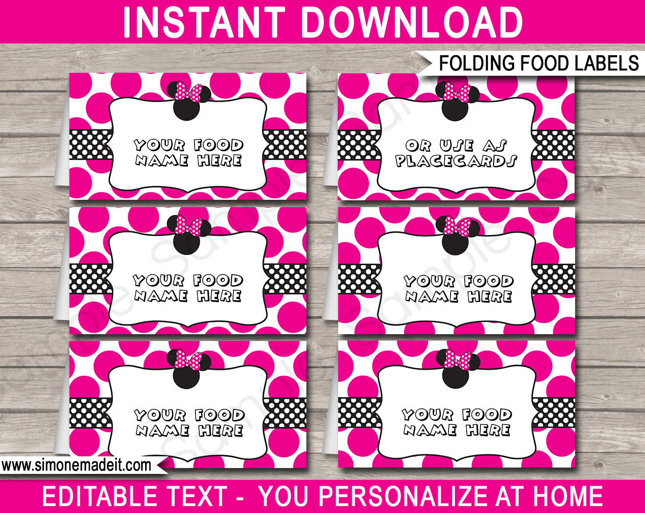 Minnie Mouse Party Food Labels Template – Pink In Minnie Mouse Water Bottle Labels Template