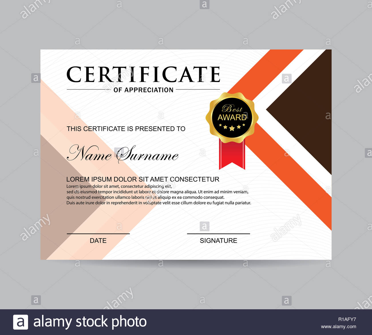 Modern Certificate Template And Background Stock Photo Within Life Saving Award Certificate Template