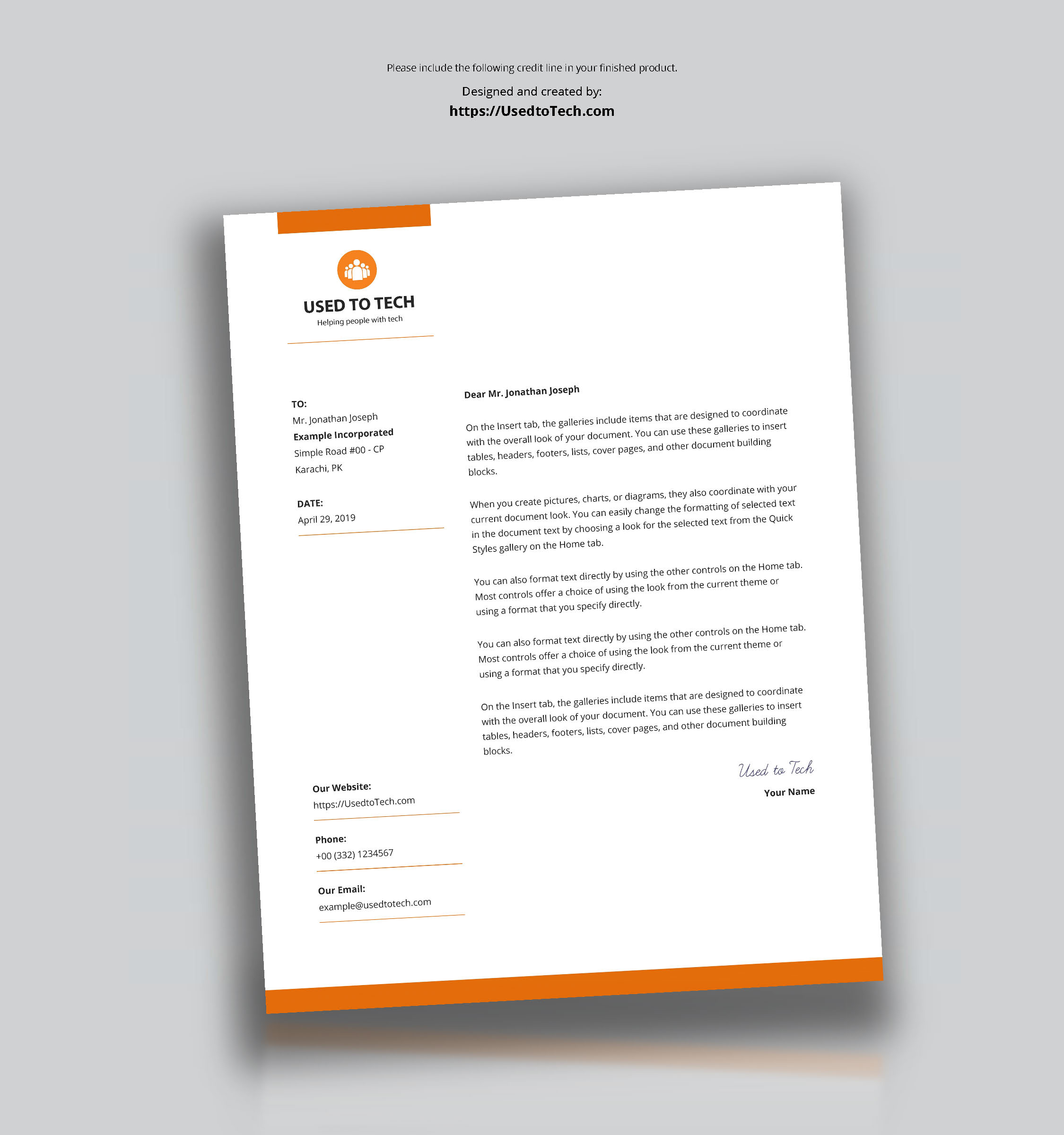 Modern Letterhead Template In Microsoft Word Free - Used To Tech Intended For Ms Word Letterhead Template