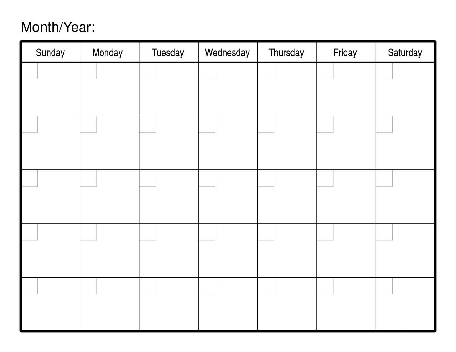 Month At A Glance Calendar Printable Blank Downloadable In Month At A Glance Blank Calendar Template