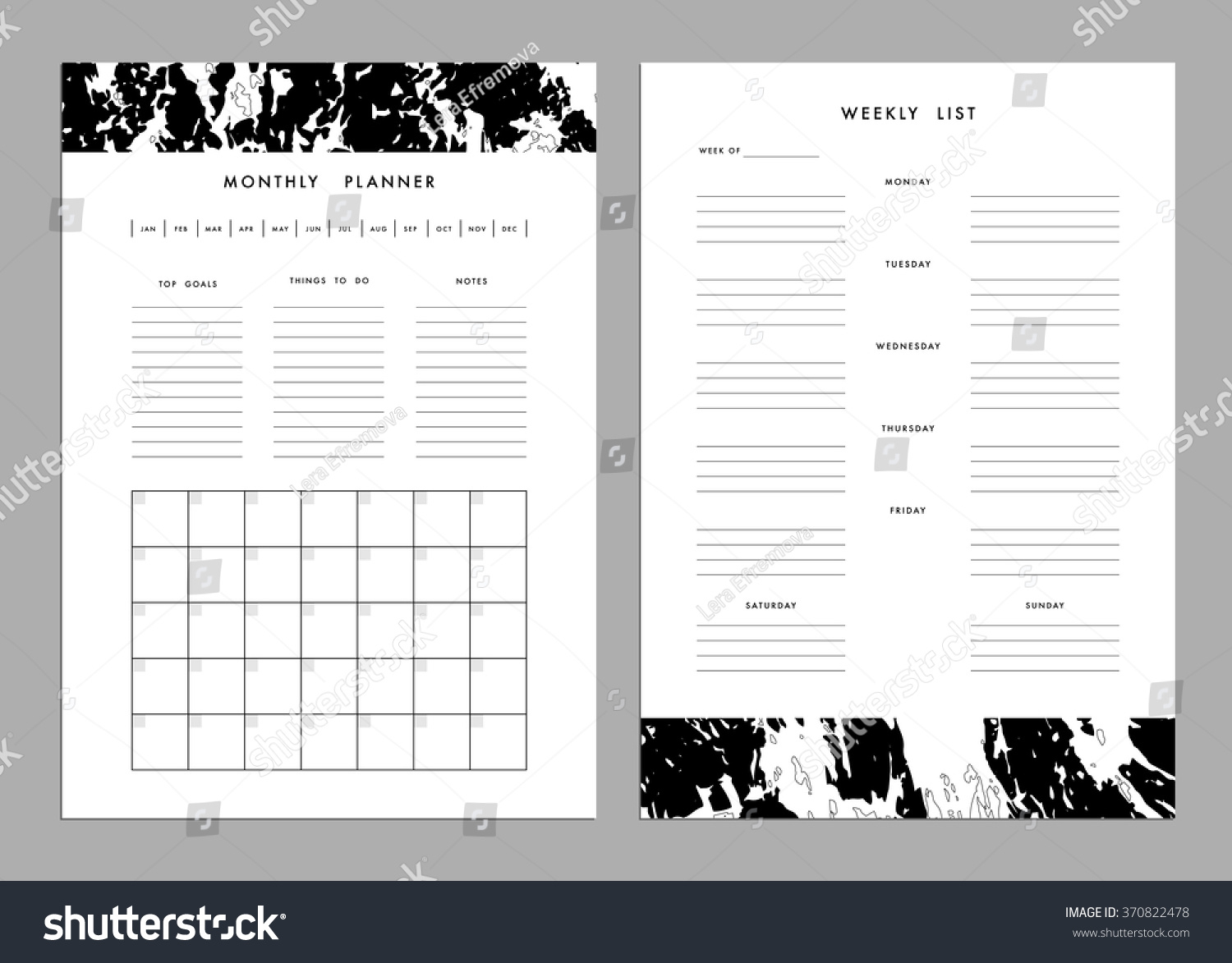 Monthly Planner Plus Weekly List Templates Stock Vector With Regard To Notes Plus Templates