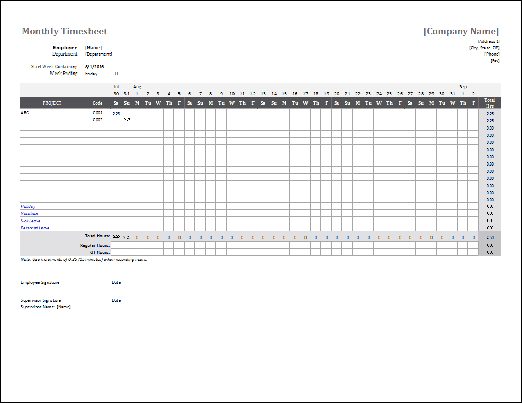 Monthly Timesheet Template For Excel And Google Sheets In Label Template 21 Per Sheet Free Download