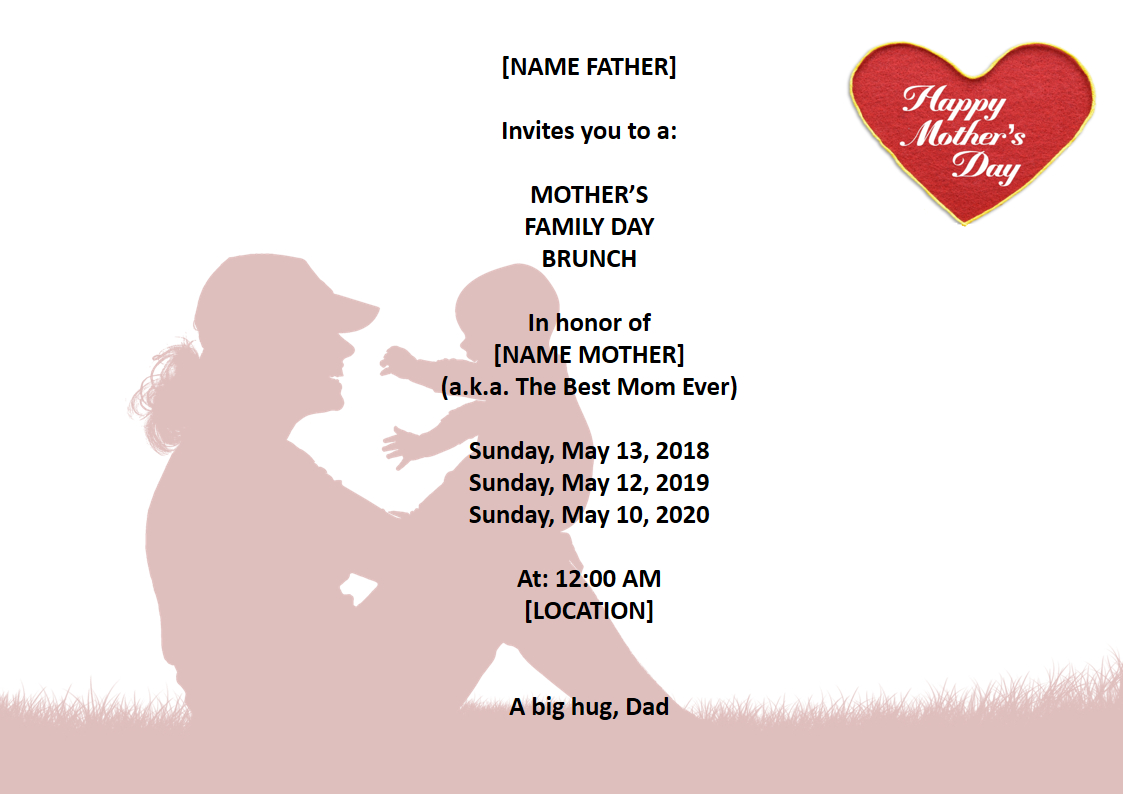 Mother's Day Party Invitation Letter | Templates At For Mother's Day Letter Template