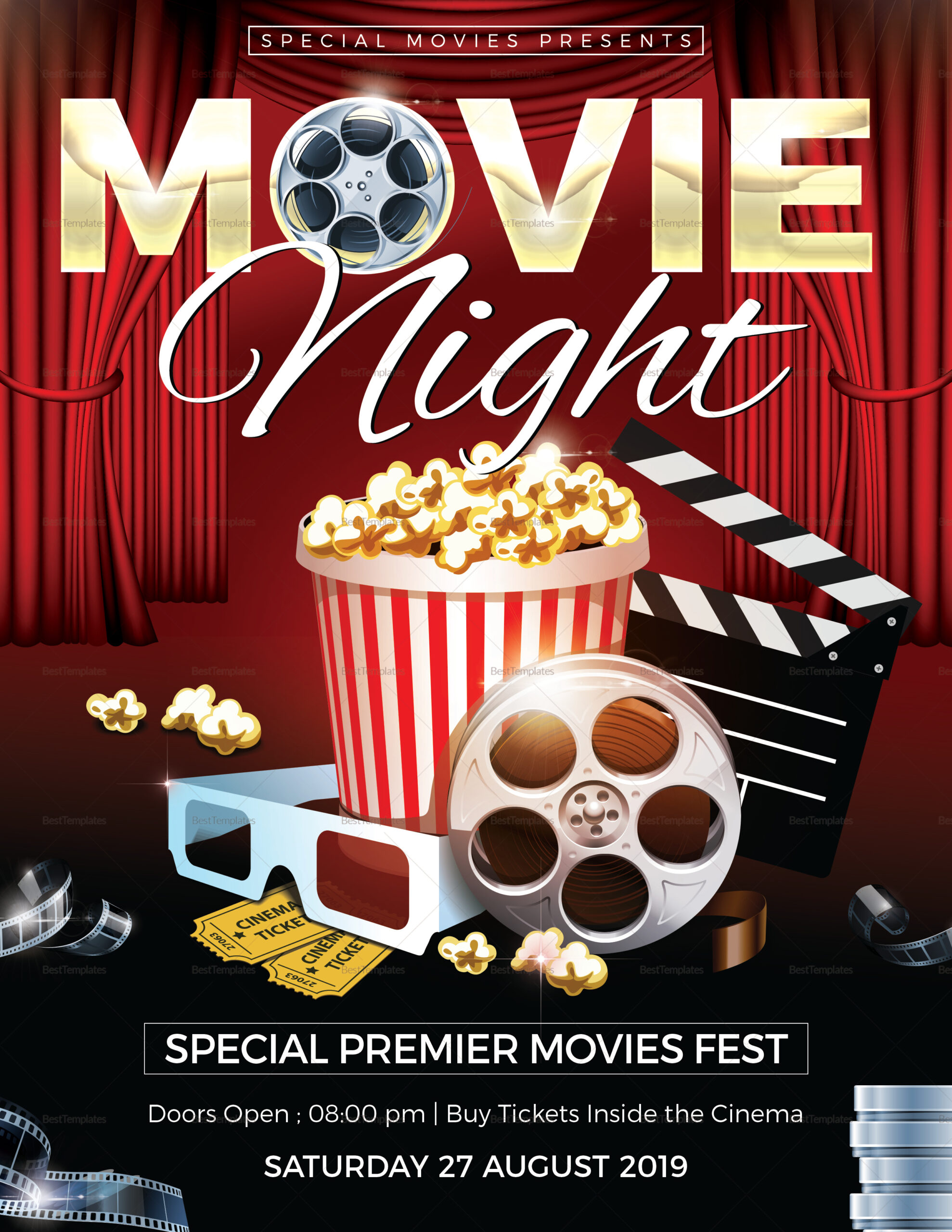 Movie Night Flyer Template In Movie Flyer Template Word