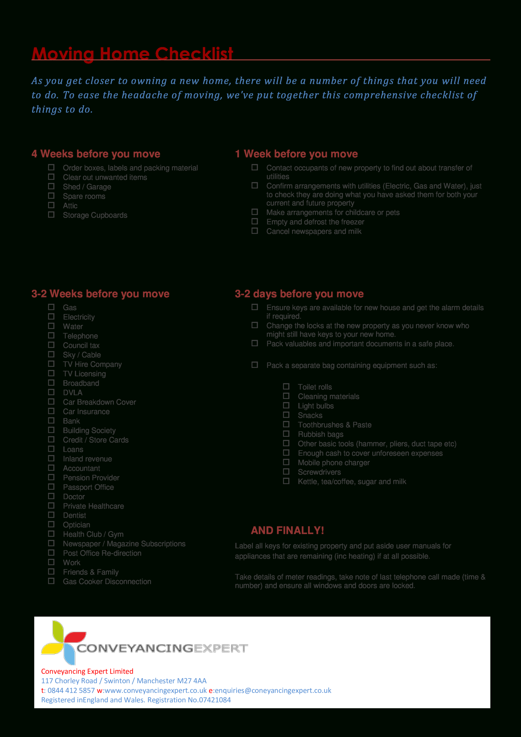 Moving Home Checklist | Templates At Allbusinesstemplates Intended For Moving Home Cards Template