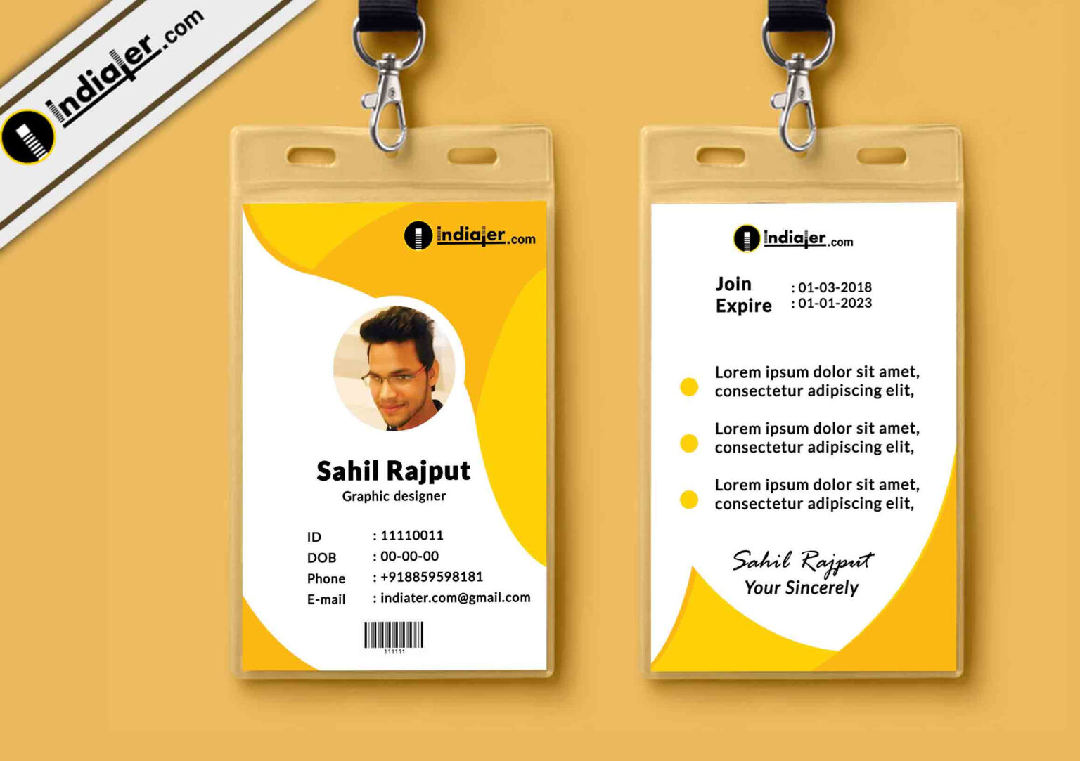company id card template psd free download