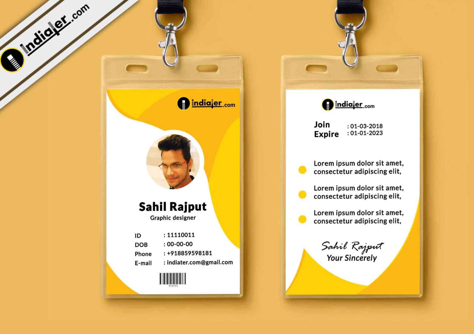 Multipurpose Corporate Office Id Card Free Psd Template Regarding Media 