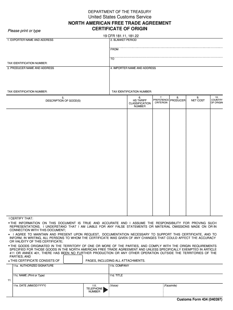Nafta Certificate Of Origin - Fill Online, Printable Inside Nafta Certificate Template