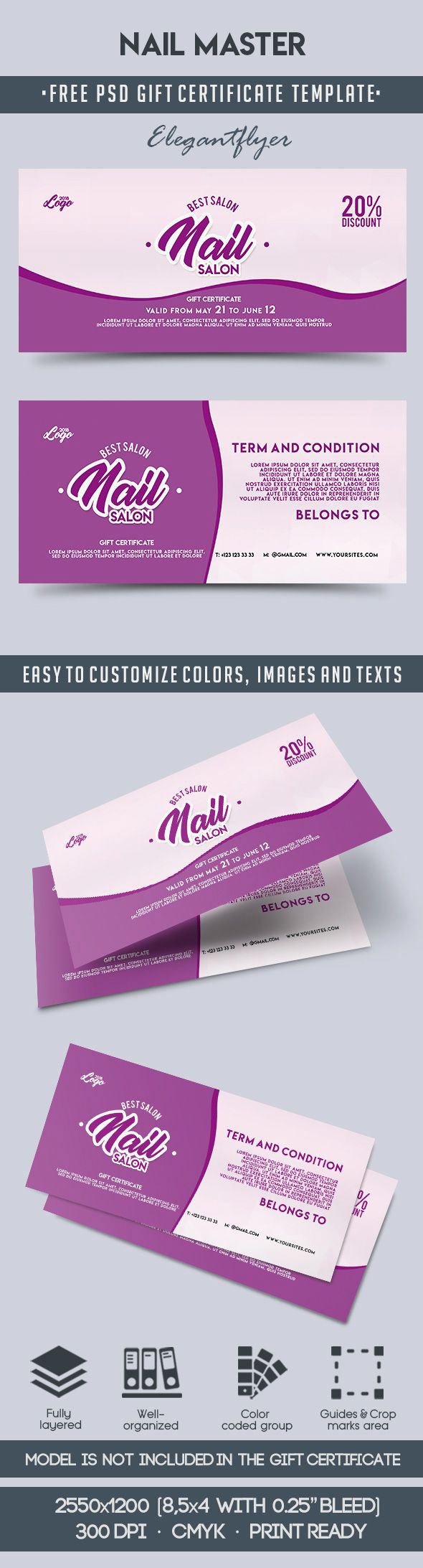 Nail Master – Free Gift Certificate Psd Template On Behance Intended For Nail Gift Certificate Template Free