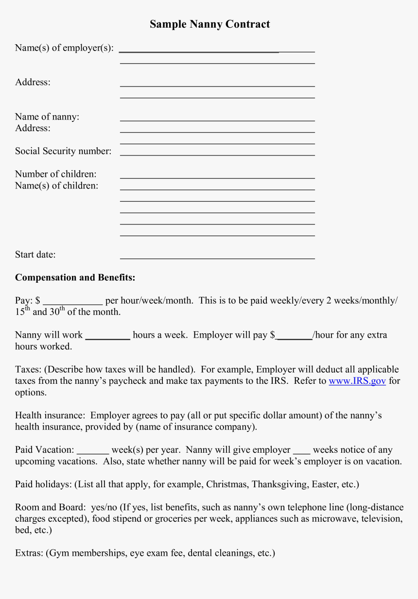 Nanny Contract Template Babysitter Pdf Fill Online Throughout Nanny Contract Template Word