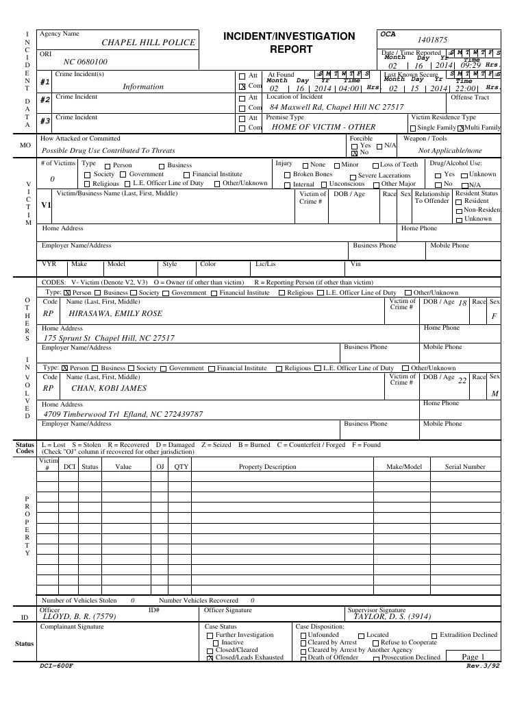 Nc Incident Report – Colona.rsd7 Intended For Ohs Incident Report Template Free