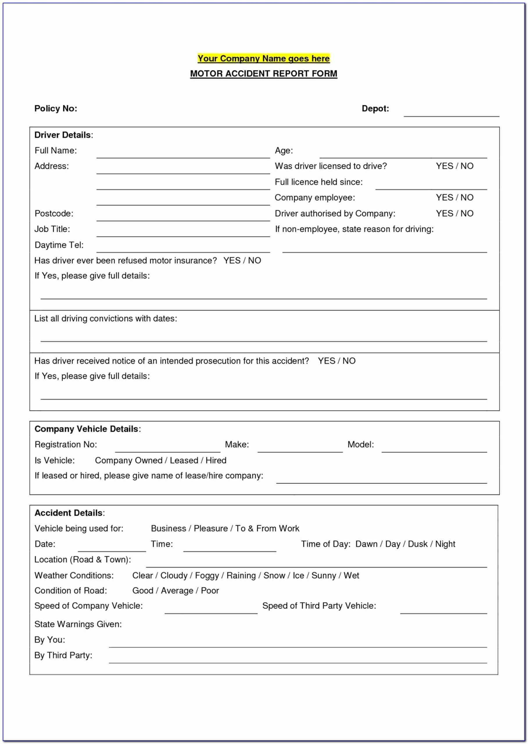 Ncr Report Template Cool Best S Of Accident Form Template In Intended For Ncr Report Template