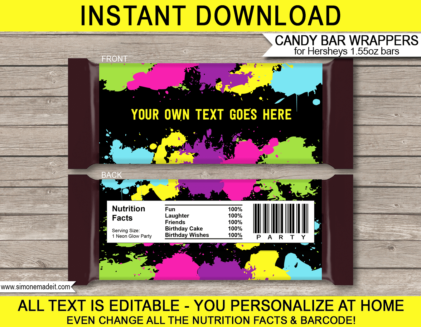 Neon Glow Hershey Candy Bar Wrappers Template Regarding Hershey Labels Template