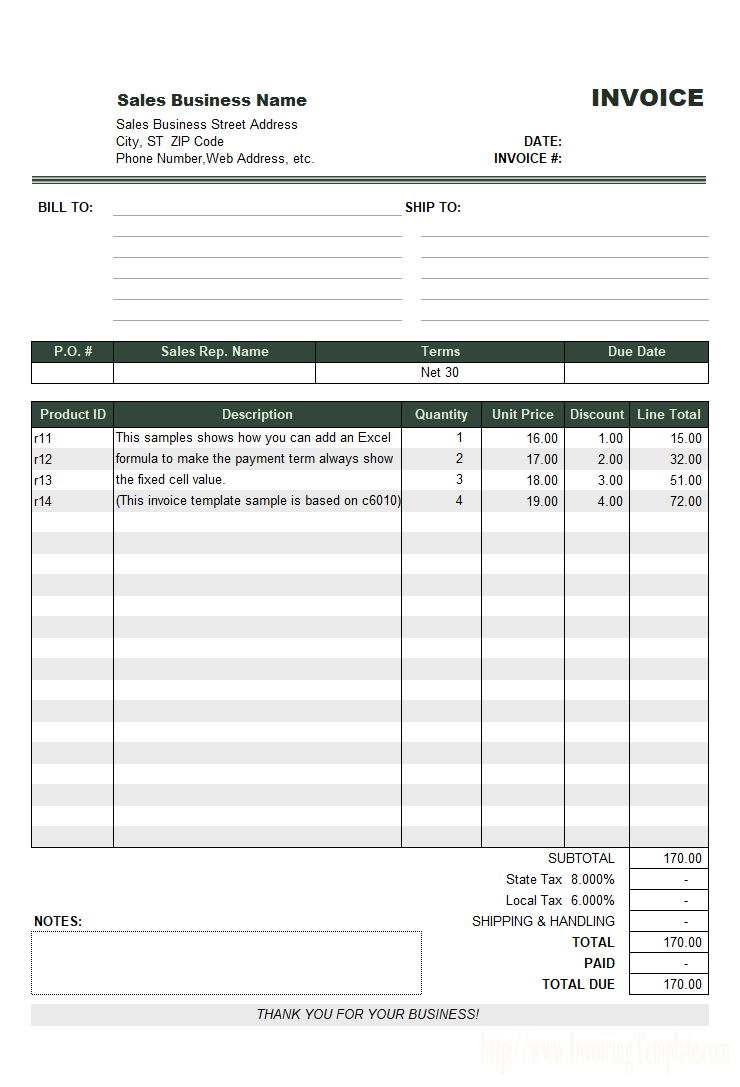 Net 30 Invoice Sample Throughout How To Write A Invoice Template