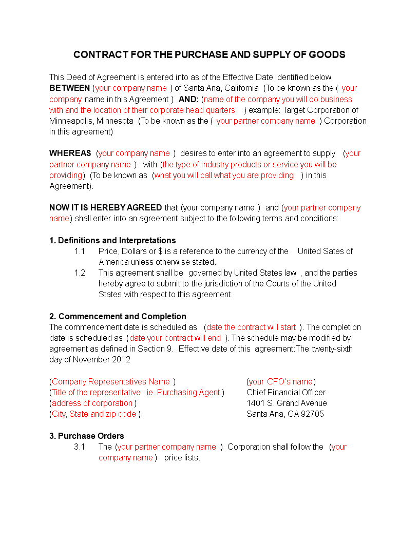 New Business Contract Sample | Templates At With How To Make A Business Contract Template