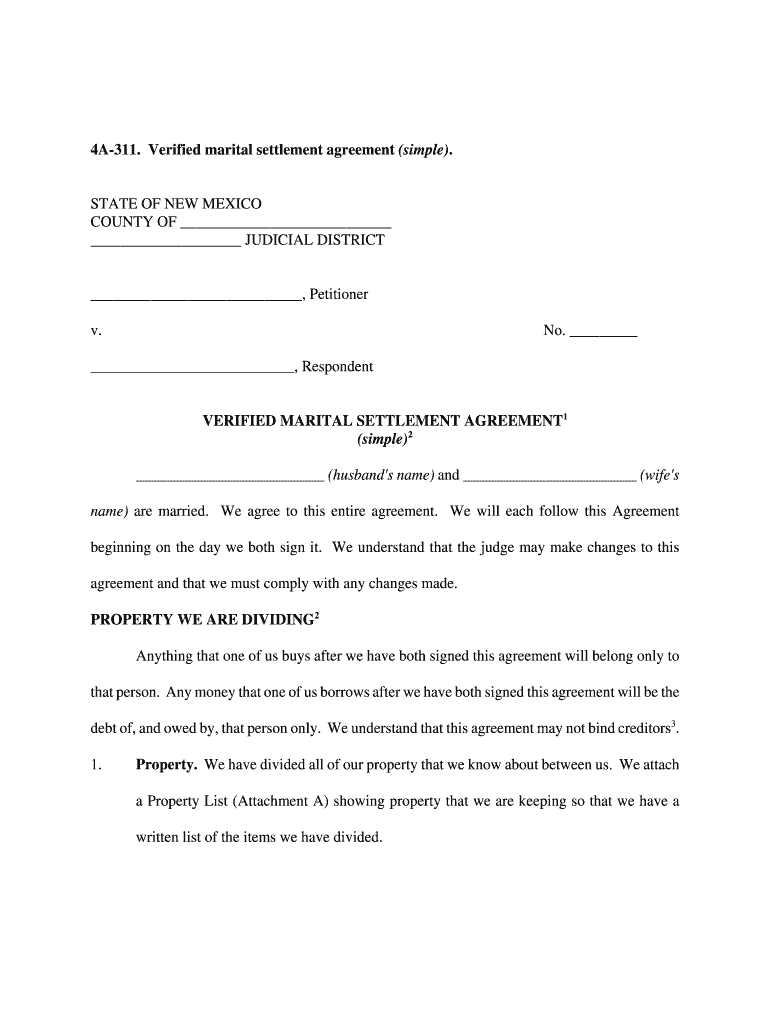 New Mexico Settlement Agreement – Fill Online, Printable Throughout Marital Settlement Agreement Template
