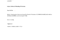 Notice Of Meeting Of Directors | Templates At inside Meeting Notice Template