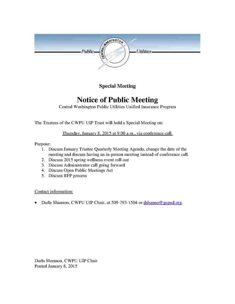 Notice Of Meeting Template Colona rsd7 Intended For Meeting Notice