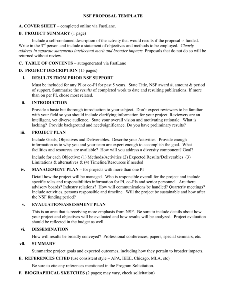 Nsf Proposal Template Pertaining To Nsf Proposal Template