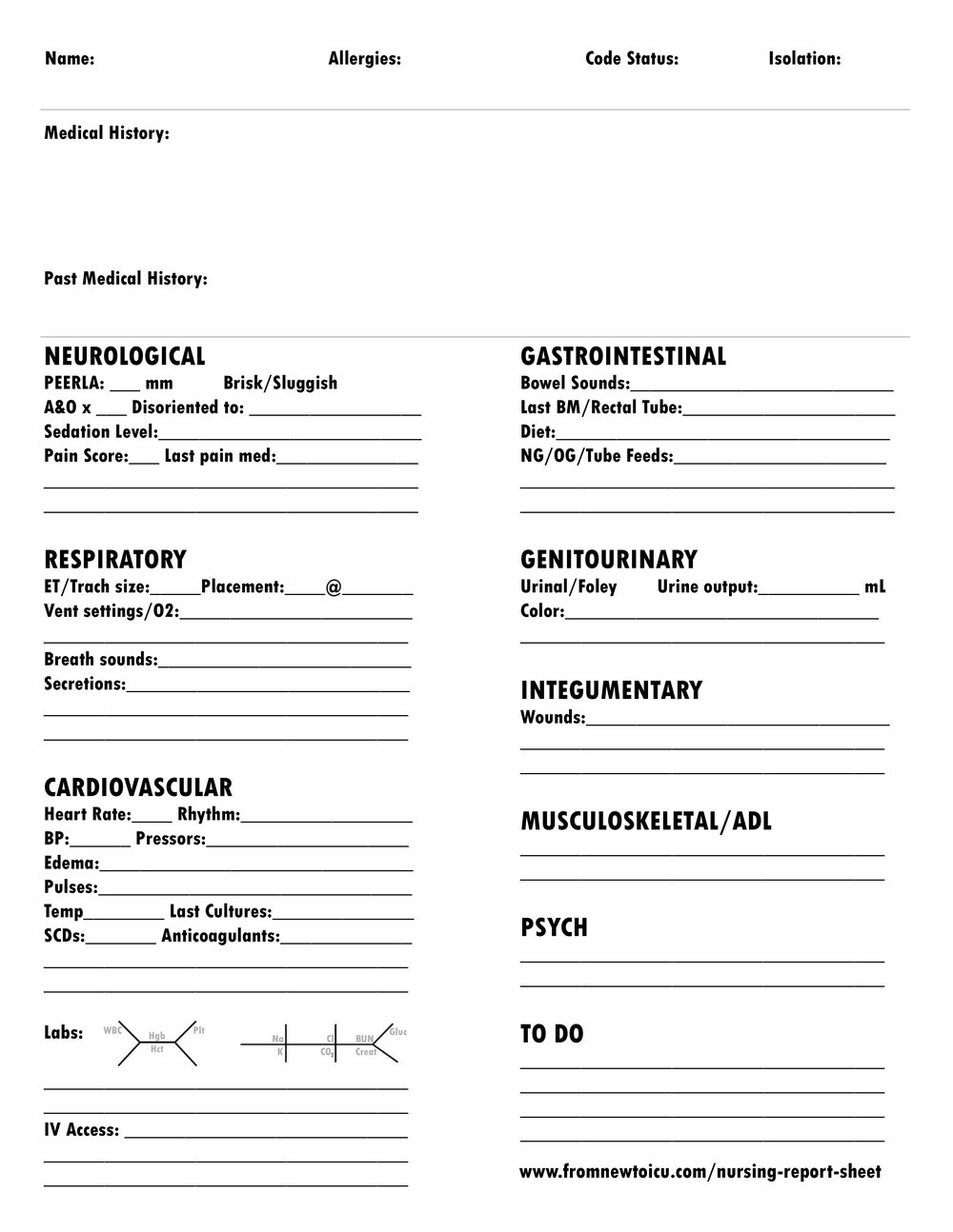 Nursing Report Sheet — From New To Icu In Icu Report Template