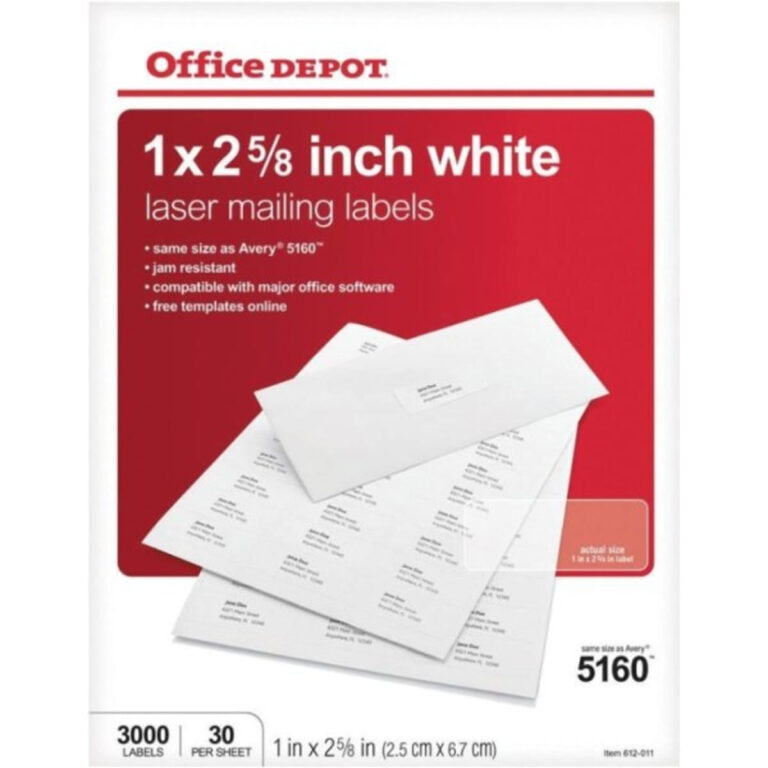 Office Depot Brand Inkjet/laser Address Labels, White 1" X 2 With