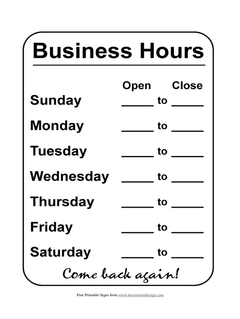 Office Hours Template - Fill Online, Printable, Fillable Pertaining To Hours Of Operation Template Microsoft Word