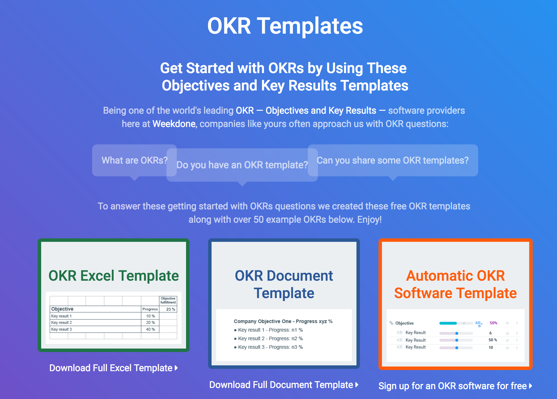 Okr Templates - (Free Excel And Word Templates) - Weekdone Throughout Okr Template