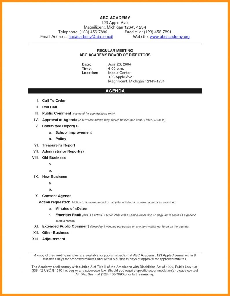 One Day Conference Agenda Template Word Powerpoint Free For Meeting Agenda Template Doc