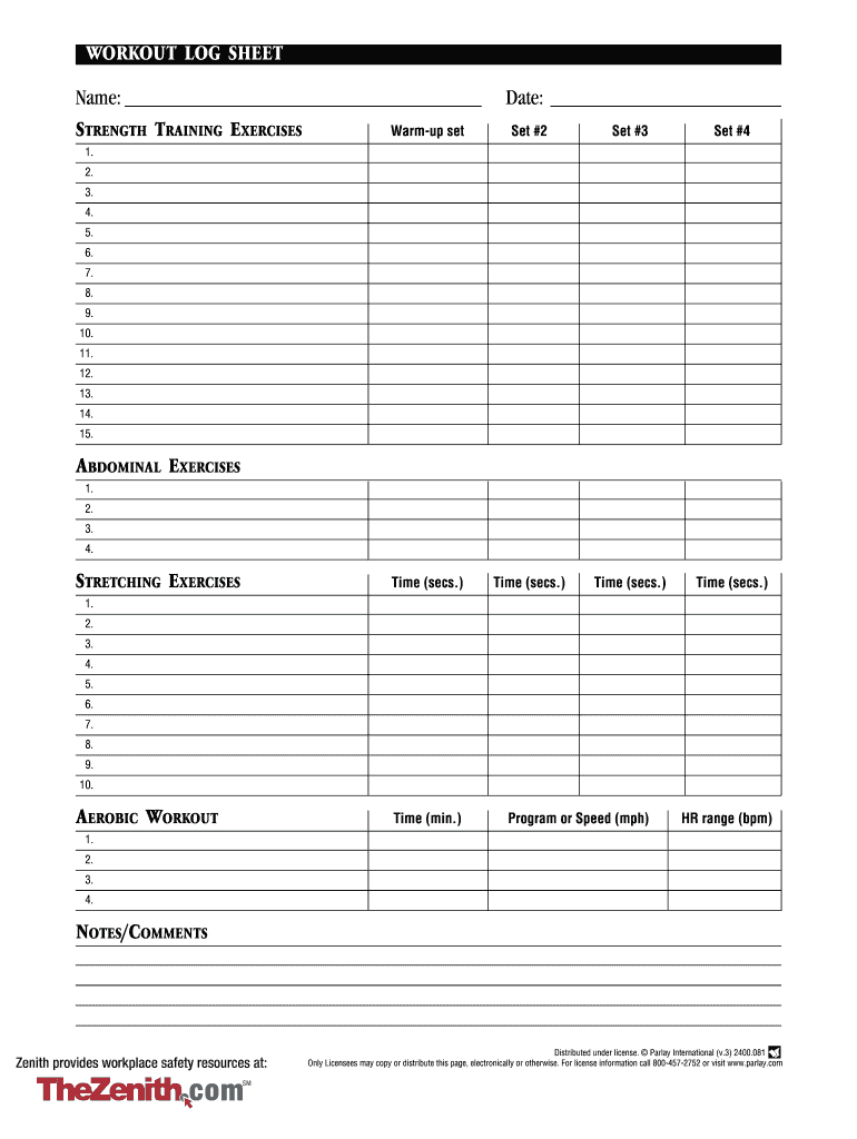 Online Exercise Log – Colona.rsd7 With Regard To Nasm Workout Template