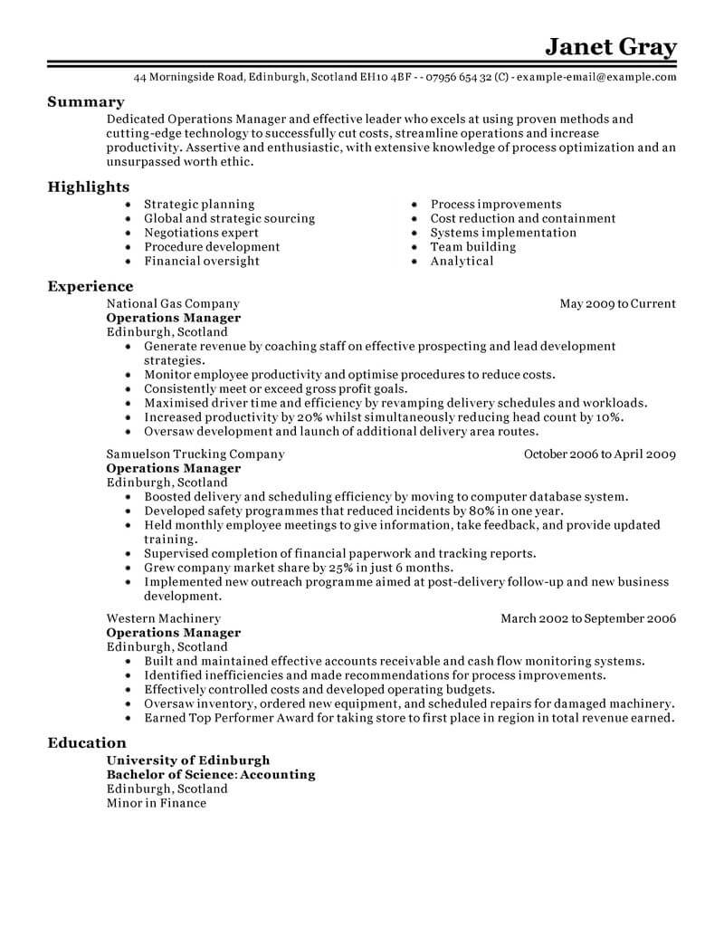 Operations Manager Resume Template For Word | Livecareer Throughout How To Create A Cv Template In Word