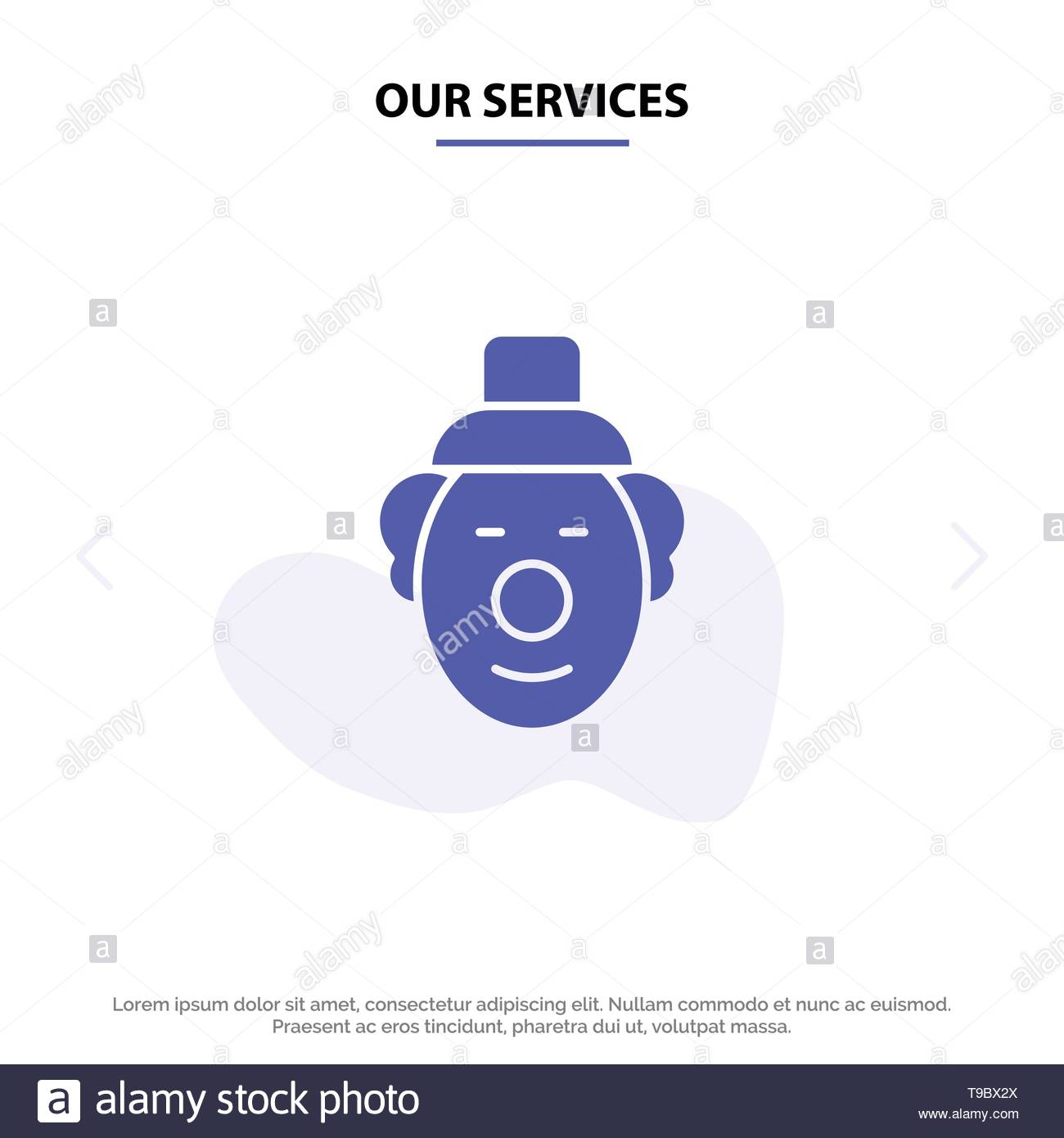 Our Services Joker, Clown, Circus Solid Glyph Icon Web Card In Joker Card Template