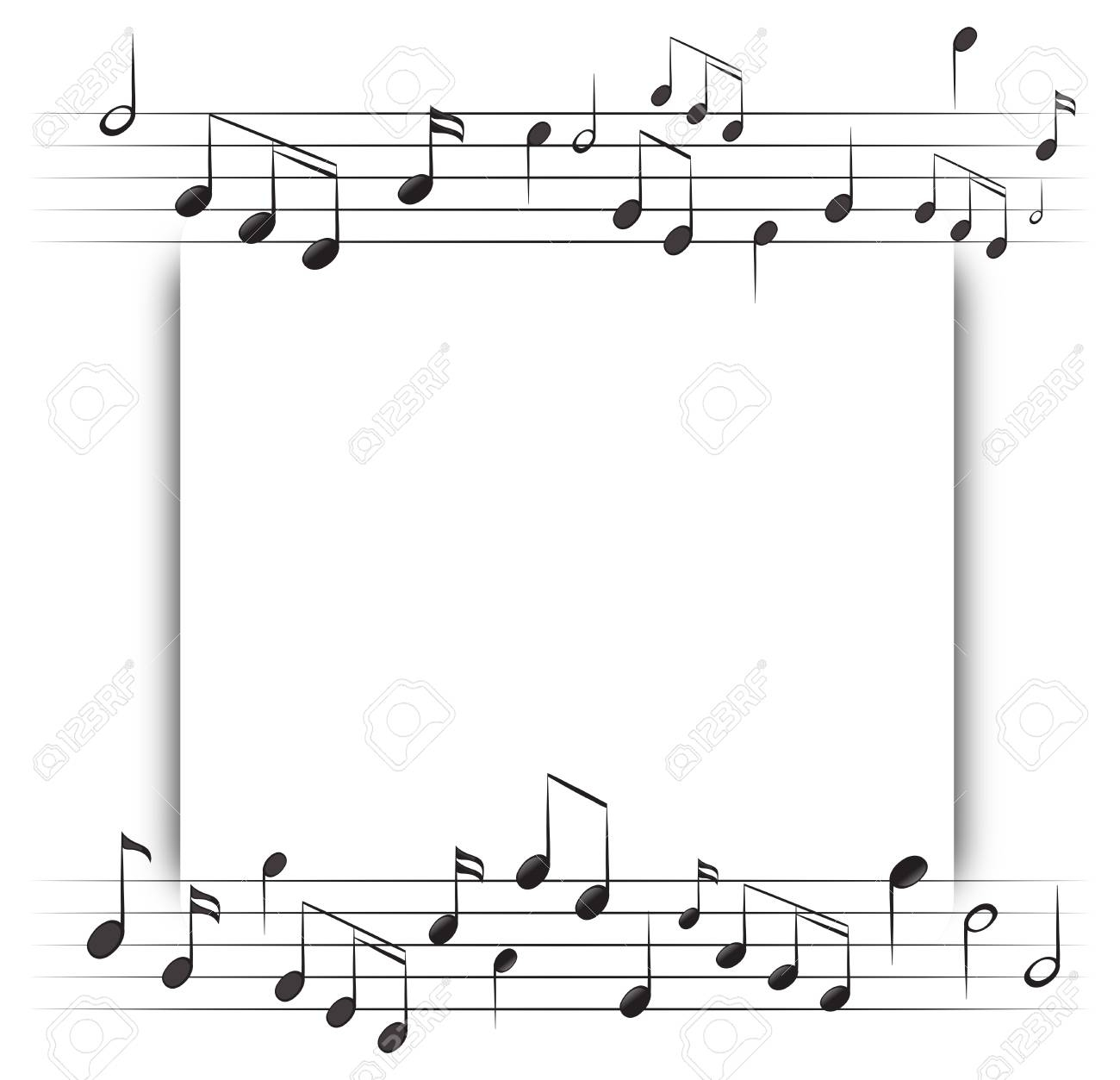 Paper Template With Music Notes In Background Illustration With Music Notes Paper Template