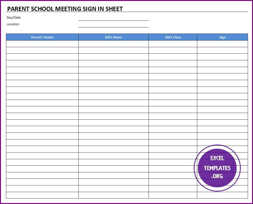 Parent School Meeting Sign In Sheet Template With Regard To Meeting Sign In Sheet Template