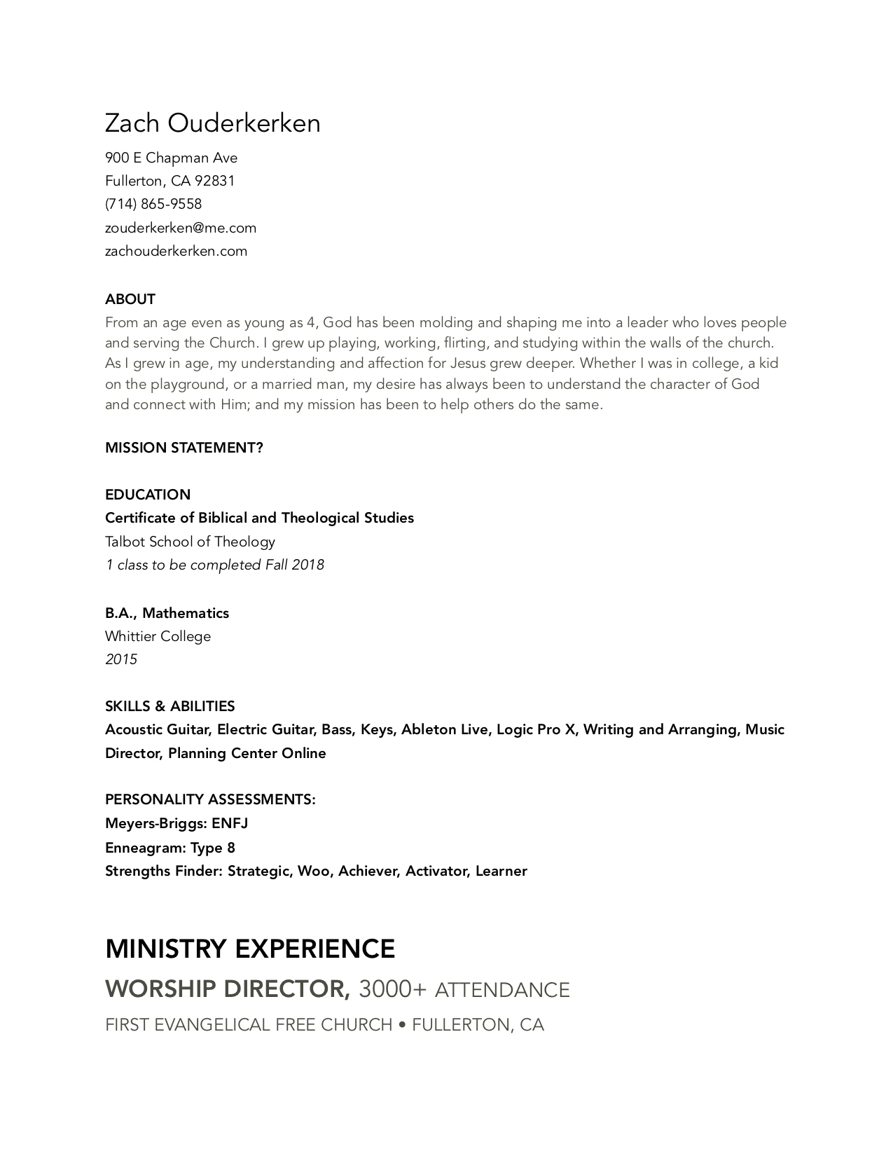 Pastoral Resume Examples – Colona.rsd7 In Ministry Resume Templates