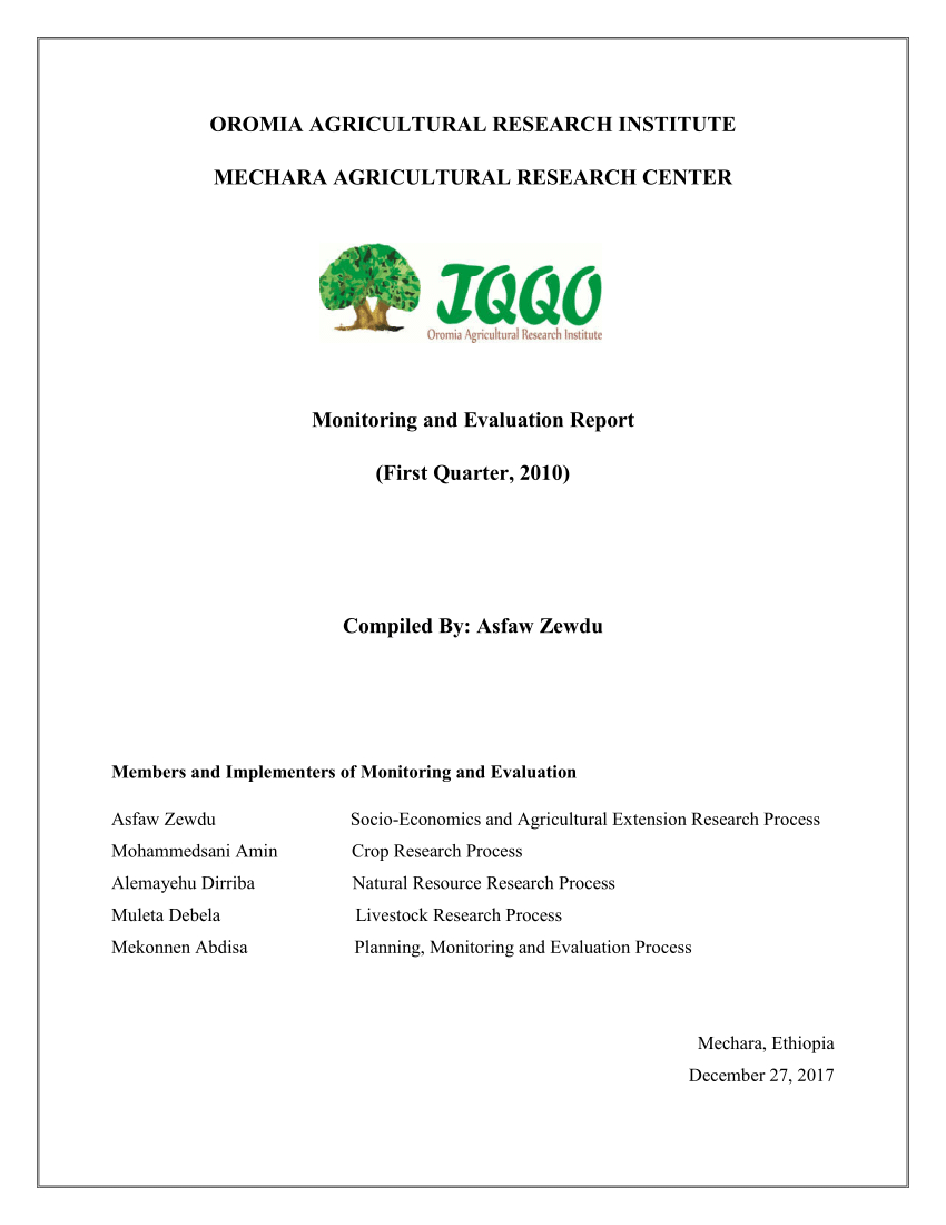 Pdf) Monitoring And Evaluation Report In M&amp;e Report Template