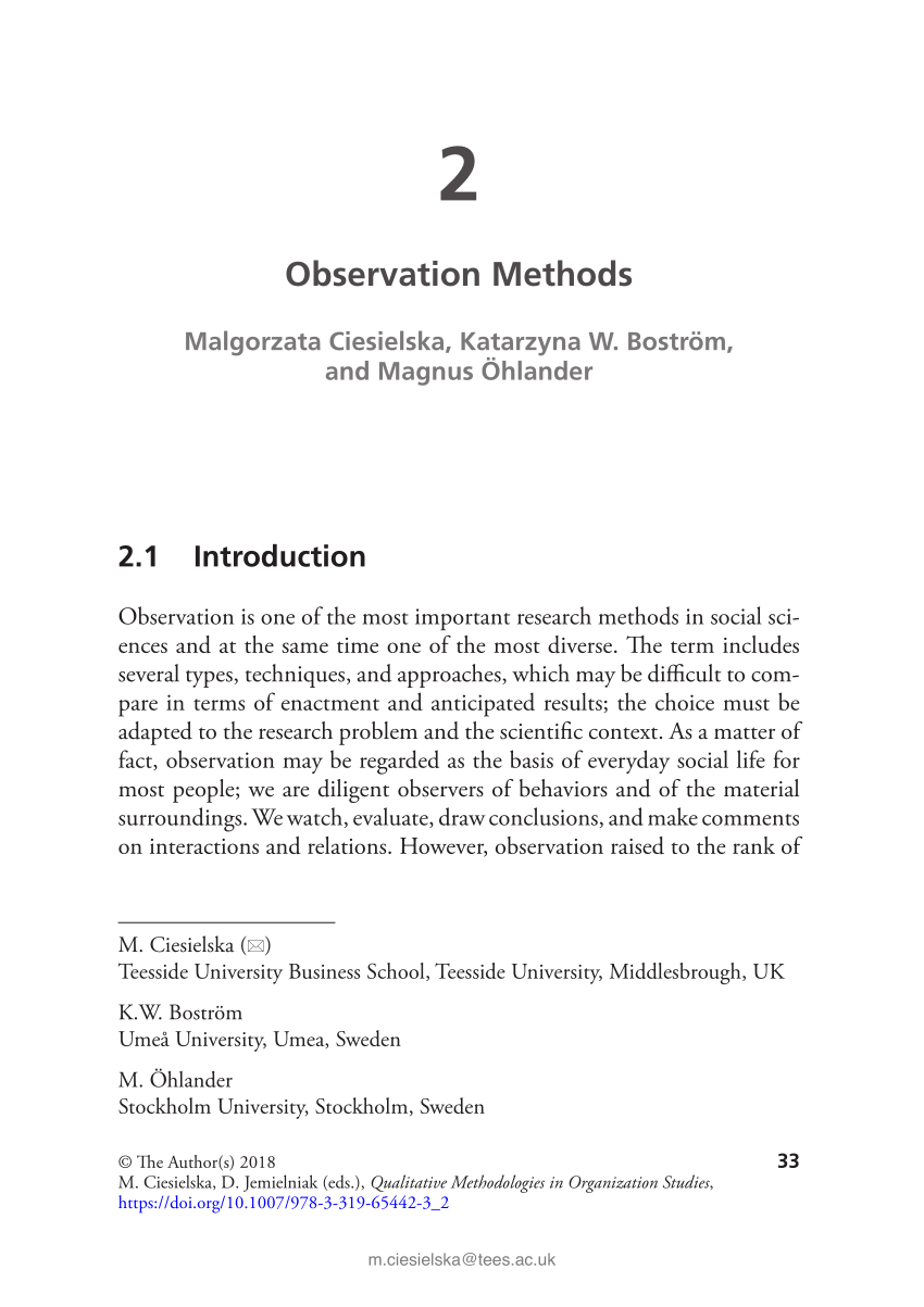 Pdf) Observation Methods With Observation Field Notes Template