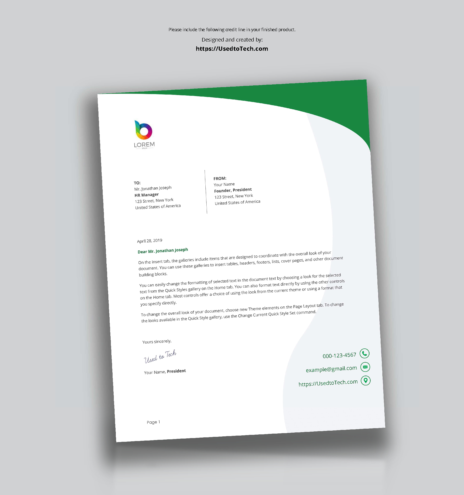 Perfect Letterhead Design In Word Free – Used To Tech In How To Create A Letterhead Template In Word