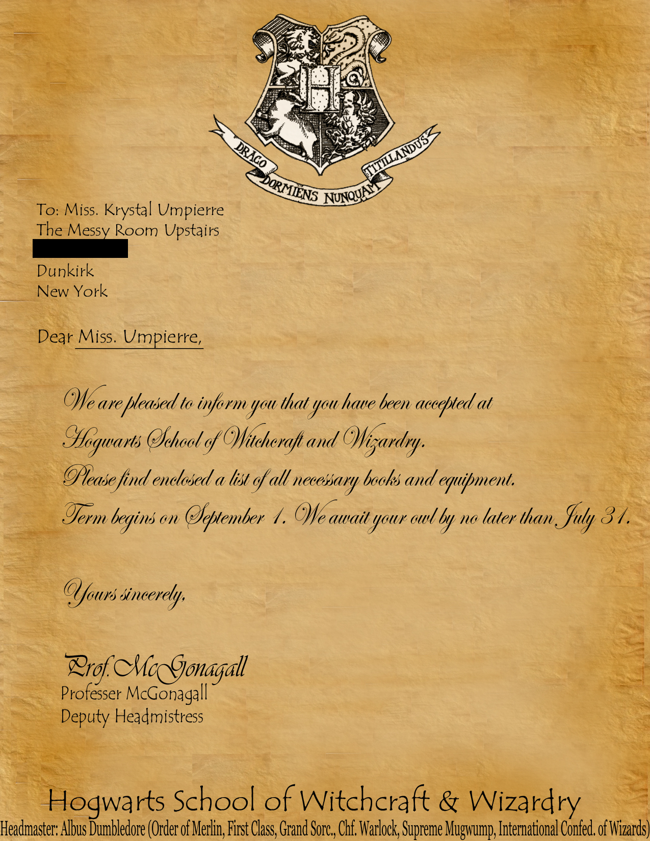 Persnickety Harry Potter Acceptance Letter Printable Inside Harry Potter Acceptance Letter Template