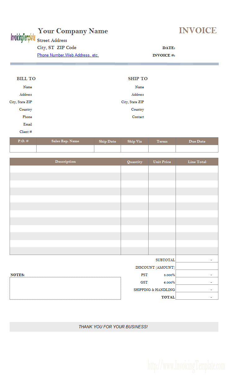 Personal Invoice Template Free For Individual Invoice Template