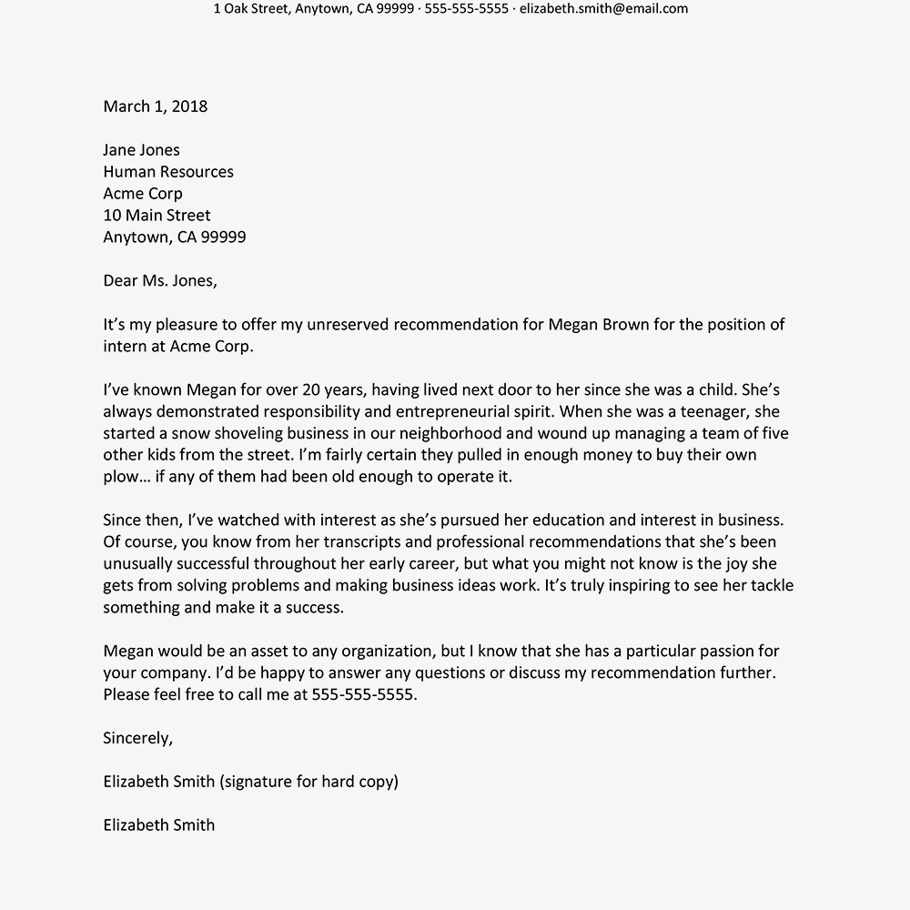 Personal Recommendation Letter Examples Inside Letter Of Recommendation For A Friend Template