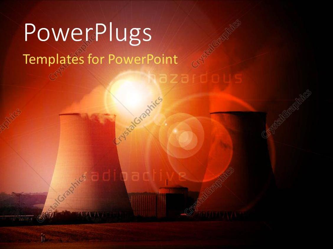 Powerpoint Template: Nuclear Power Station With Cooling Throughout Nuclear Powerpoint Template
