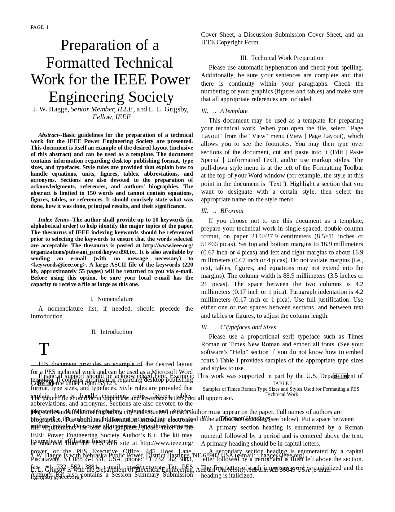Preparation Of A Formatted Technical Work For The Ieee Power Intended For Ieee Template Word 2007