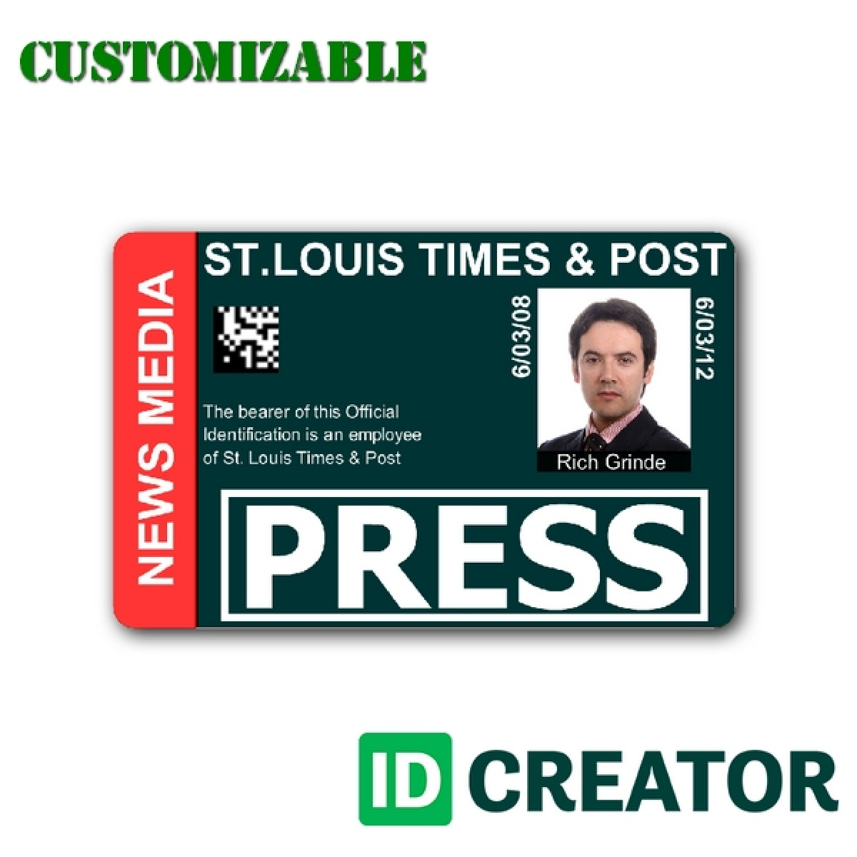 Press Id Card Template Psd Throughout Media Id Card Templates