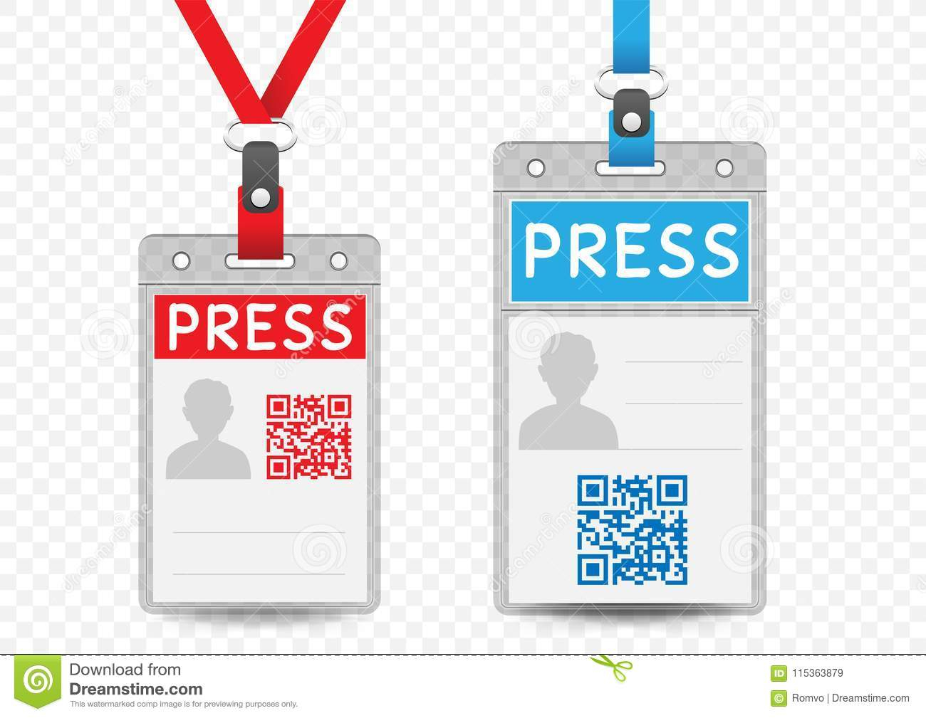 Press Vertical Badge Template Stock Vector - Illustration Of Within Media Id Card Templates