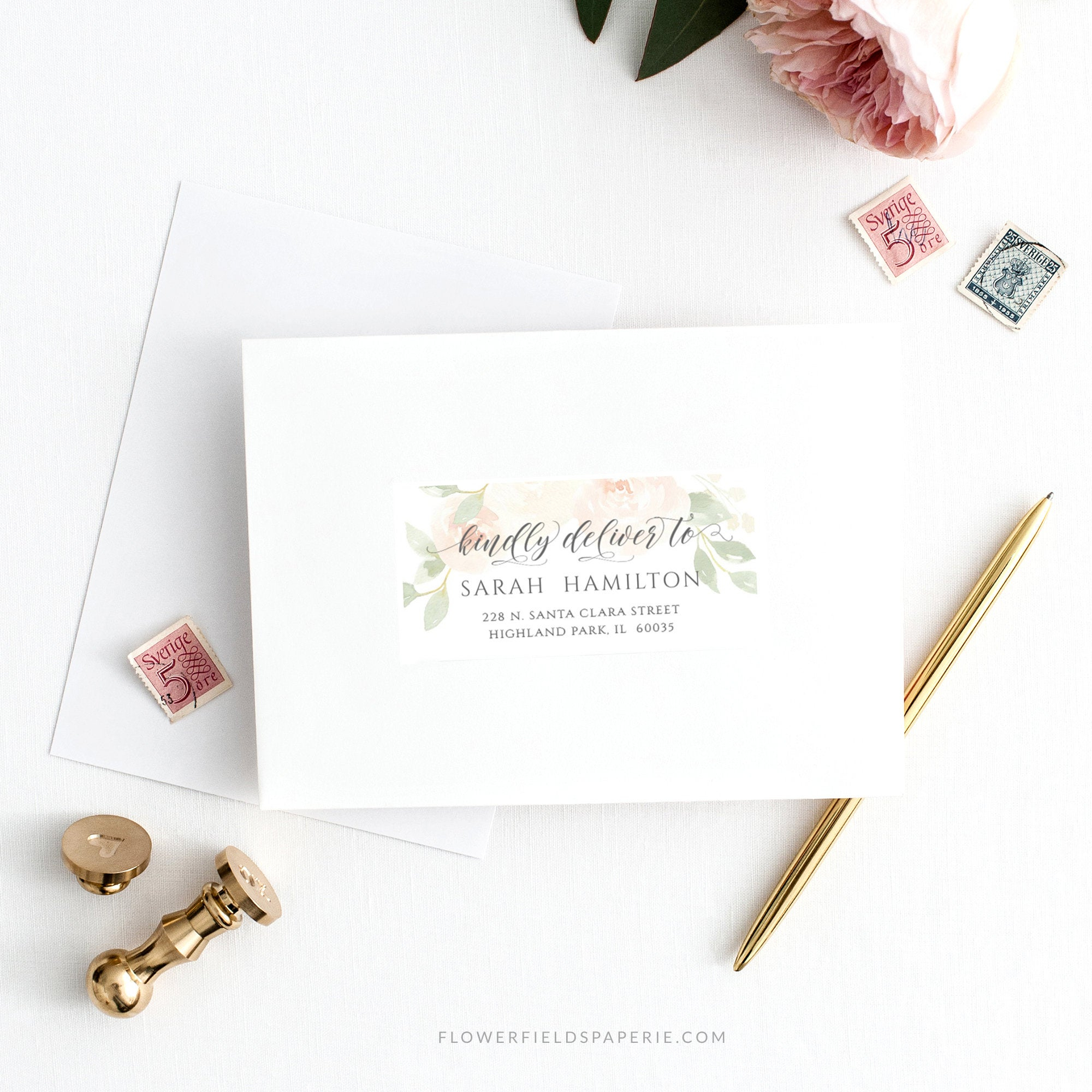 Printable Address Label Template, Greenery And Blush Inside Officemax Label Template
