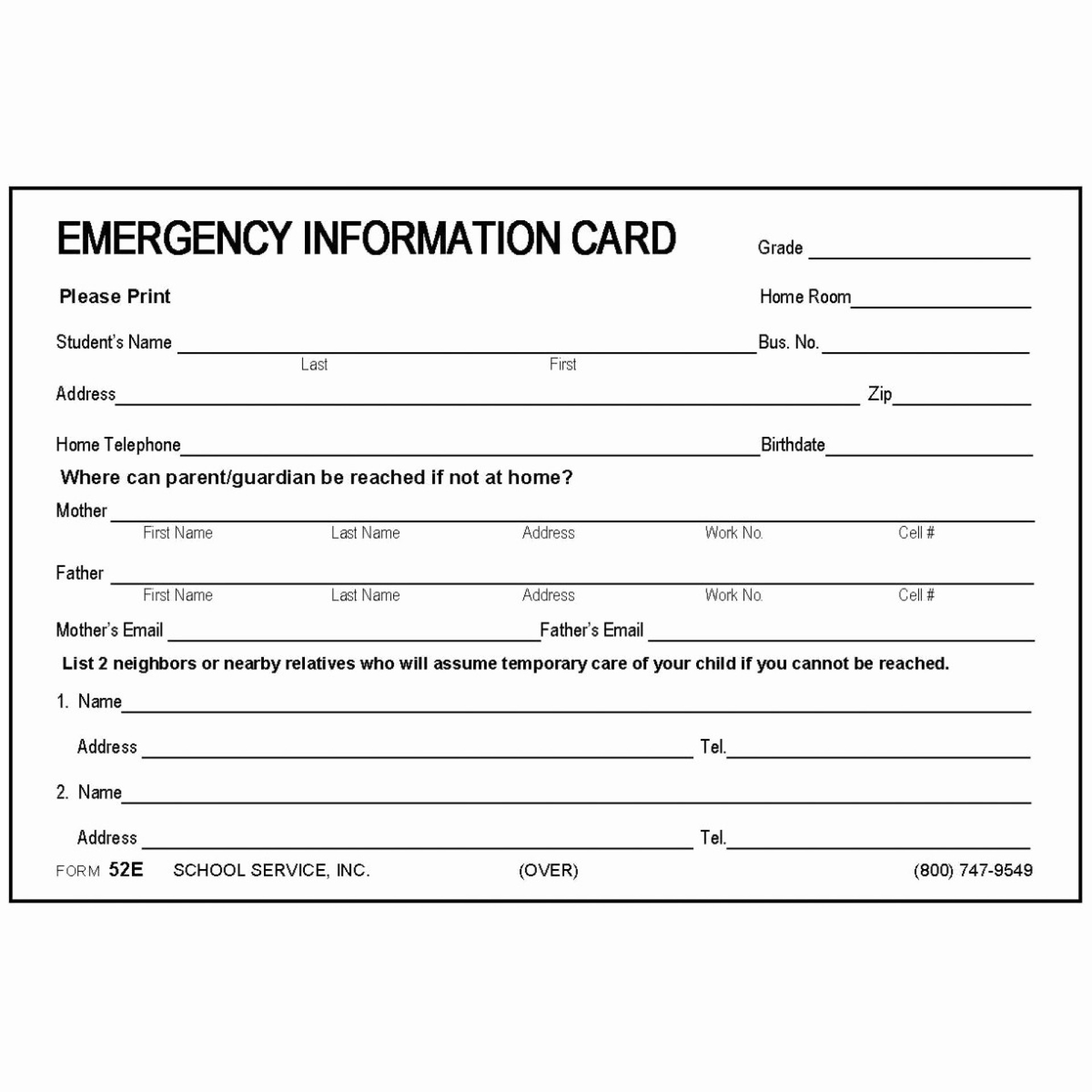 Printable Emergency Contact Cards | Template Business Psd Regarding In Case Of Emergency Card Template